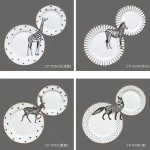 Hot Selling Dinnerware Set 2 Pcs 6 & 8 inch Giraffe Dishes Ceramic Plates Animal Pattern Salad Printed dinner plates