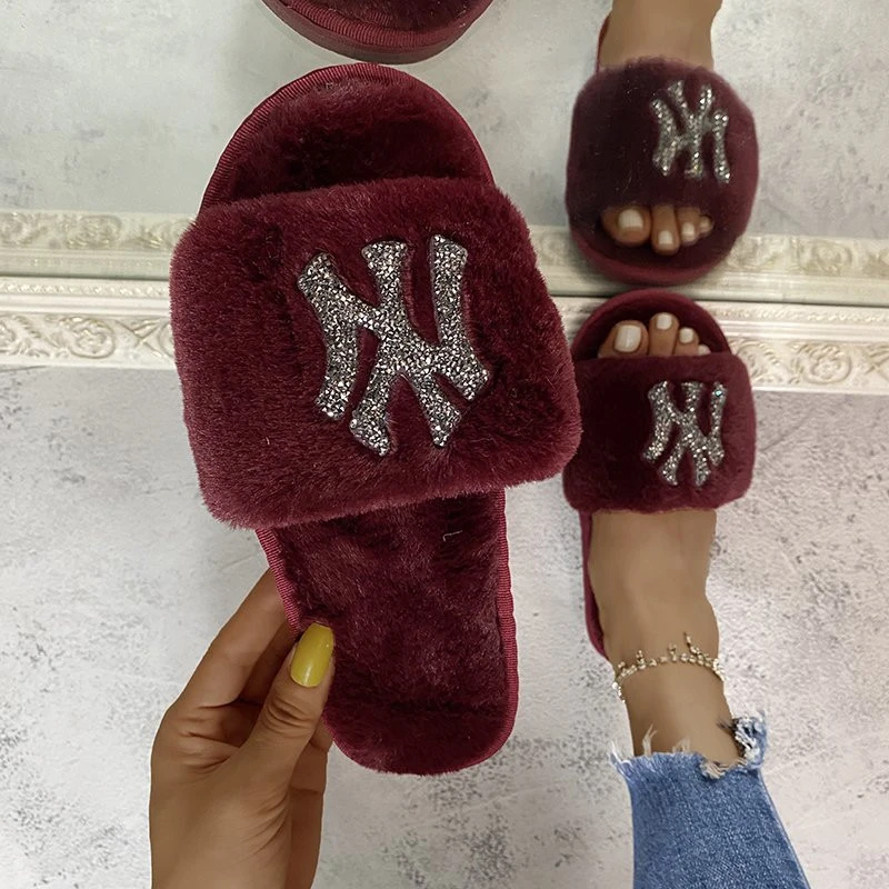 Hot Selling Mini Bling Purse and Shoes Luxury Fashion New York Designers ny Fur Women Slippers