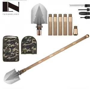 Hot selling Outdoor Multifunction Military Folding Shovel Multi Purpose Tactical Shovel Survival Steel Spade