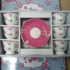 Hotsale porcelain coffee mugs with tray classic ceramic coffee cups set  16 sets per box