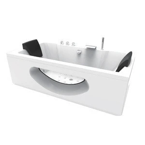 HUIDA glass window design  bathroom 3 side panel  whirlpool acrylic massage bathtub