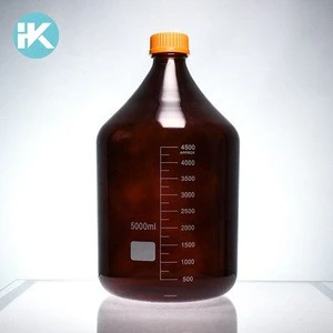 Huke Customized logo 100ml~20000ml Borosilicate 3.3 amber reagent bottles laboratory glass bottle media storage bottle