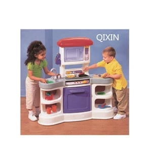 Indoor play kitchen/kids plastic kitchen set /big kitchen set toy QX-B7802
