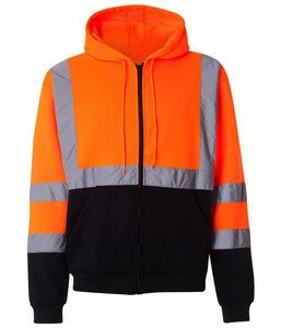 Industrial Uniform Reflective Safety Clothing / Cheap High Visibility Orange Hoodie For Construction Working Clothes