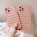 INS Style 3D Geometric Love Heart Phone Case For iPhone 11 12 13 Pro Max XR XS Max 7 8 Plus X Flowers Camera Soft Cover Cases