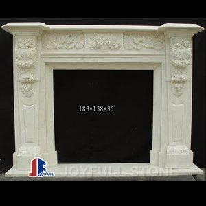Insert White Marble Fireplace With Statue