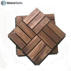 Interlocking outdoor flooring acacia wood decking tiles plastic base wood floor