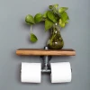 Iron Pipe double Toilet Paper Holder Industrial Retro Style Paper rack Wall Mounted Roller Holder