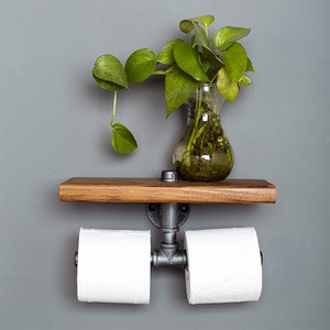 Iron Pipe double Toilet Paper Holder Industrial Retro Style Paper rack Wall Mounted Roller Holder