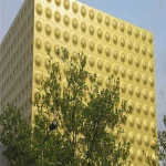 ISO Certificate yellow,easy clean, fireproof  Punching fluorocarbon aluminum curtain wall decorates the exterior walls of villa