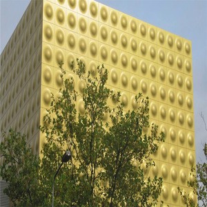 ISO Certificate yellow,easy clean, fireproof  Punching fluorocarbon aluminum curtain wall decorates the exterior walls of villa