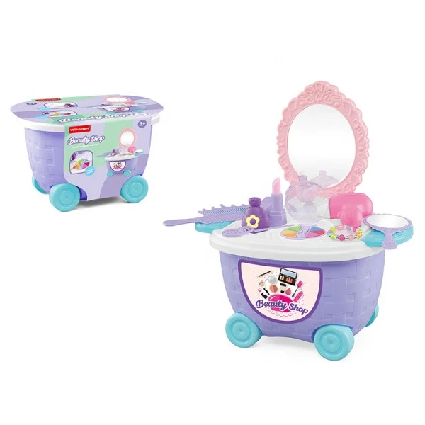 Jewelry set bucket cart pretend play toys beauty shop playhouse toy idressing table simulation accessories toy