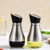 Kitchen Olive Oil and Vinegar Dispenser Glass Bottle With Stainless Steel Sleeve