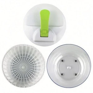 Kitchen Unique Design Bpa-free Household Multi-functional Manual Collapsible Green and White Plastic Salad Spinner