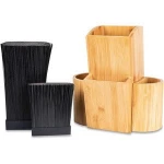 Knife Storage Bamboo Knife Block Kitchen Knife Holder with Machine Washable & BPA Free Flex Rods