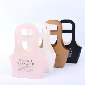 kraft paper folding portable flower box waterproof flower box Korean-style portable flower basket