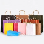 Kraft paper shopping bag tote bag with rope handle