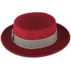 Ladies 100% Handmade Wide Brim Wool Felt Winter Formal Bowler Wholesale Hats Burgundy Red
