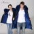 Import Ladies clothing family set clothes black winter cotton jacket, fark blue faux fur inside raccoon collar mens parka coat from China