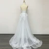 Ladies  Flower Lace Embroidered  spaghetti Strap Bride Gown  White Wedding Dresses