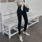 Ladies high waist denim pants elastic waist jeans for women