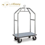 LAICOZY Hotel Furniture Titanium Plated Stainless Steel Metal Hotel Luggage Trolley