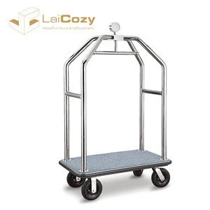 LAICOZY Hotel Furniture Titanium Plated Stainless Steel Metal Hotel Luggage Trolley