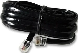 LBT RJ12 6P6C Reverse Telephone Line Flat Cable Cord Wire for Voice Black / Grey 2m