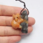 Loose Gemstone Carving Natural Gem Anime Pendant Anazonite Koala Engraving for stones buyers 25x20x6mm 4.8g