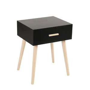 Luxury Black Color Solid Wood Legs Nightstands For Home Use