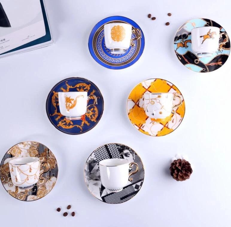 luxury ceramic mug gold saucer cup set turkish coffee cups set