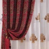 Luxury European heavy jacquard chenille living room blackout curtain with tassels valance