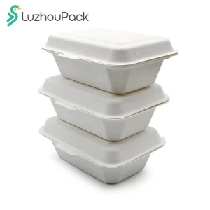 LuzhouPack Customized 600/450Ml Food Containers Biodegradable Clamshell Packaging Biodegradable Fast Food Container