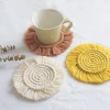 macrame round cotton woven mini coaster table mat custom home decoration