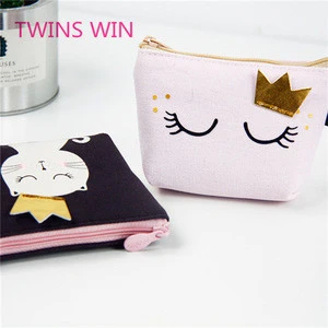 Made in china free sample Wholesale price eco-friendly cartoon cute animal shaped canvas mini zipper coin purse for girls 533