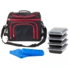 Meal Prep Bag Meal Management System with 4 Reusable Portion Control Containers and 2 Ice Packs for Weight Management
