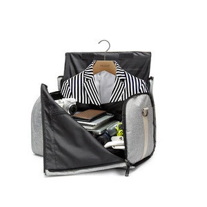 Mens foldable 2 in 1 hanging garment suit organizer travel duffel bag with shoes storage compartment