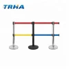 Metal Tube Roadway Safety Post Stantions Retractable Belt Barrier