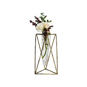 metal wir Decorative Flower Vase, gold metal table centerpiece Vase, glass Metal Vase.for wedding home decoration