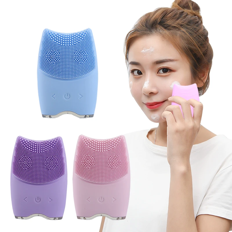 Mini Portable Waterproof Sonic Face Cleansing Washing Machine Massage Brush Electric Silicone Facial Cleanser Brush