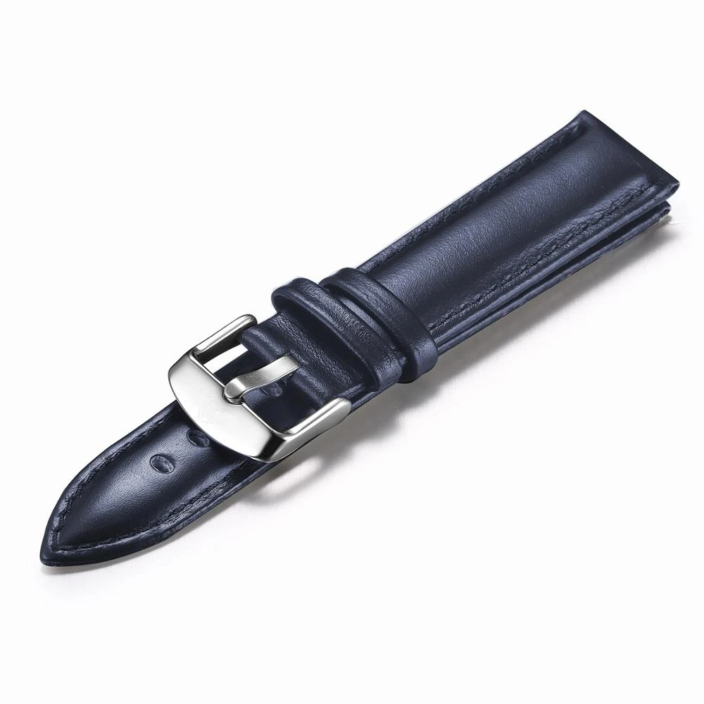 Minimum order oem 50pcs quick release watch strap logo watch strap wide black buckle genuine leather straps