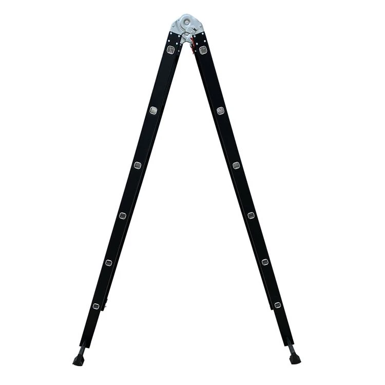 Mobile Safety Aluminum Alloy Two Fold Black Multifunctional Ladder