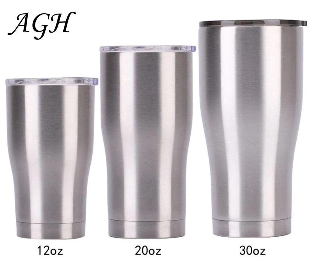 Modern curve custom travel Vacuum Insulated wine Double Wall tumbler cups 30 oz stainless steel tumbler with lid