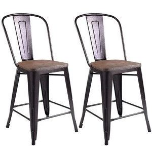 Modern Metal Wooden Restaurant Industrial Stool Steel High Bar Chair