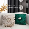 Modern New Style Luxury Home Decorative 3D Floral Round Cushion Covers Handmade Sunflower Throw Pillow Covers