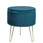 Modern Round Velvet Storage Ottoman Foot Rest Stool