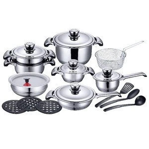 multi-clad custom wide edge cooking pot 21-piece pot set induction stainless steel cookware