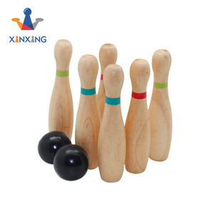 Multi Color Wooden Lawn Bowling Set with 10 Pins and 2 Balls