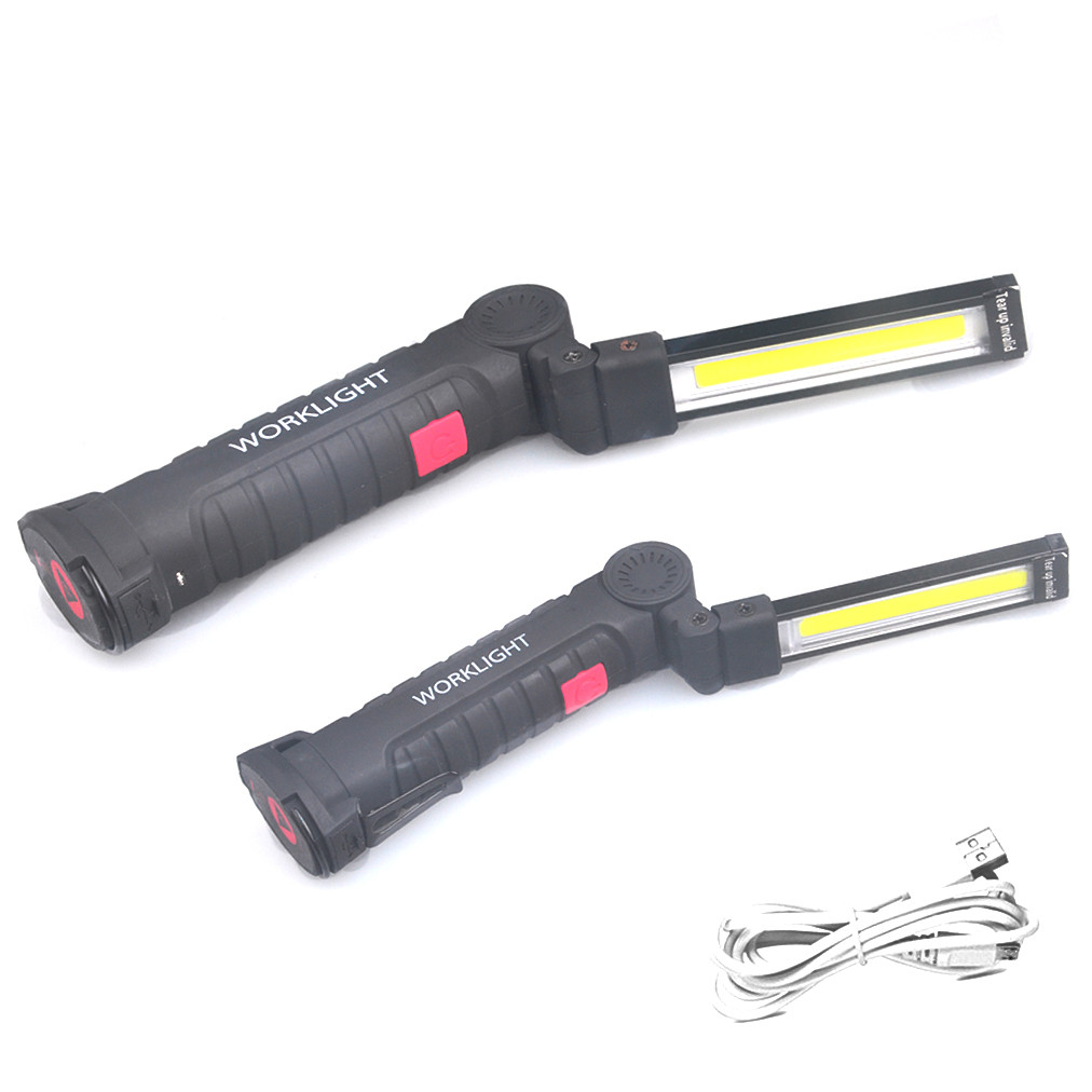 Multi-function Foldable Emergency Inspection Flashlight Magnetic USB Rechargeable Car Repair COB LED Work Light With Head LED