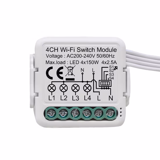 Mvava Tuya 16A 10A WiFi 4 Way Switch Smart Module Supports Smart Remote Control Switch Voice Relay Timer Google Home